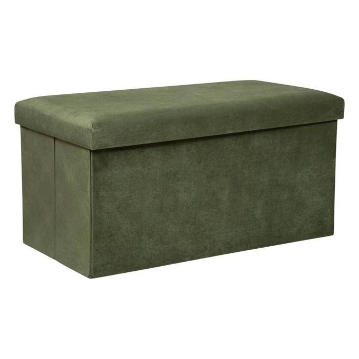 Pouf pliant double Lilou en velours 76x38cm vert kaki - Atmosphera Créateur dintérieur