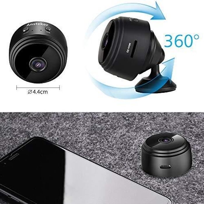 Anstaker Camera Mini Caméra Espion WiFi Ansteker Cam Cachée sans Fil 1080P Vision ...