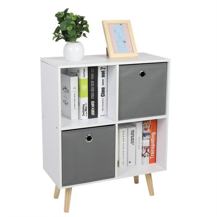 Meuble Etagere Contemporain 4 Etageres Cube Stockage Simple