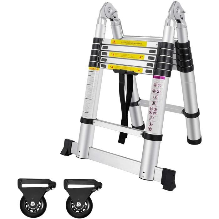 Wiltec Échelle pliante en aluminium – 630 x 410 x 225 mm