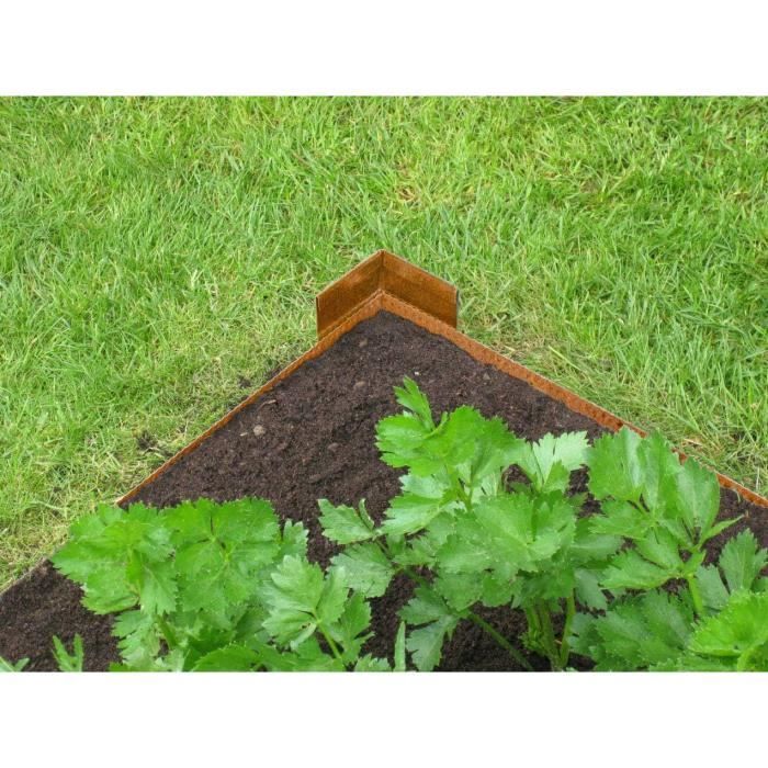 Bordure De Jardin En Acier Corten 10m - Hauteur 14cm - Patine Rouillée Naturelle - Montage Facile Avec Gants