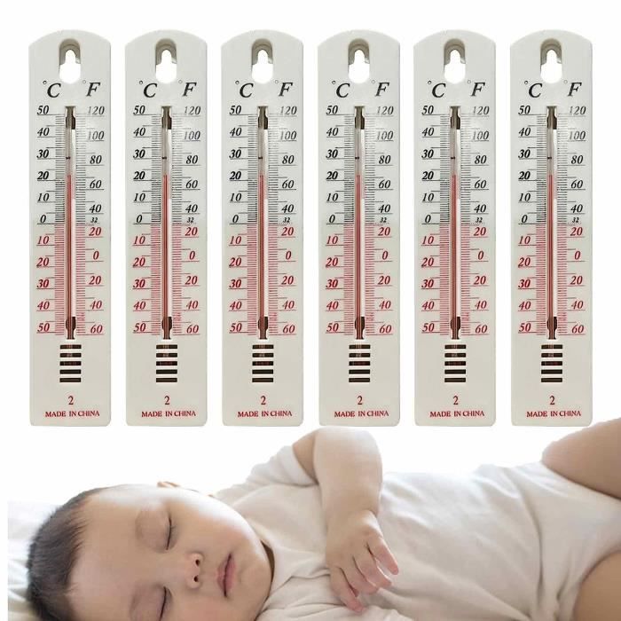 Lot De 5 Thermomètres En Bois - Plage -40°C à +50°C / -40°F à +120°F, Dimensions 22 X 4 Cm, Pour Intérieur Et Extérieur - 7
