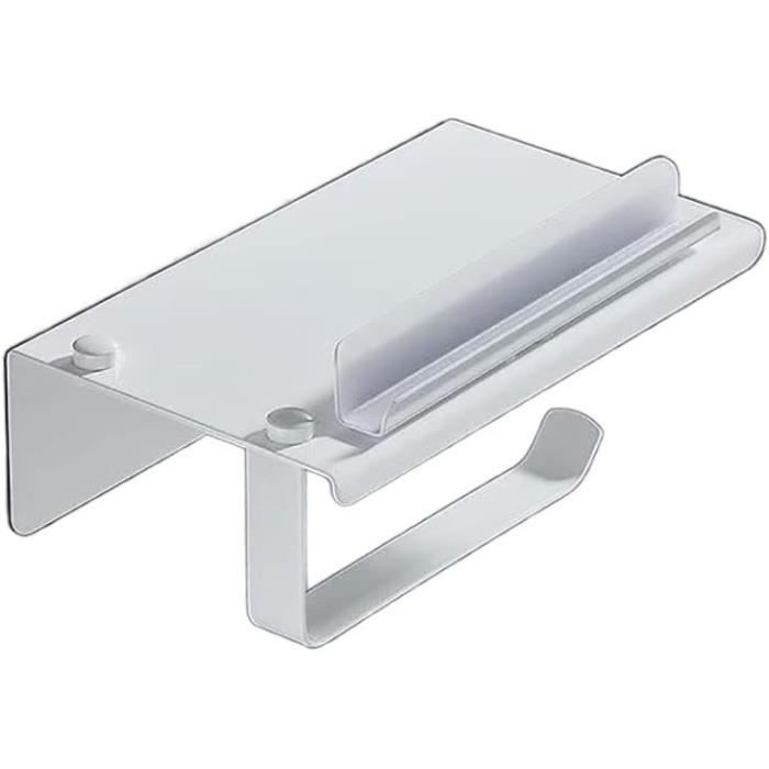 Dérouleur Papier Toilette Avec étagère Téléphone - Support Mural Sans Perçage, Organisateur Salle De Bain Compact