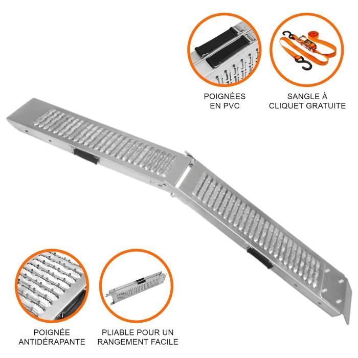 HOMCOM Rampe De Chargement Pliable Et Antidérapante Pour Mo