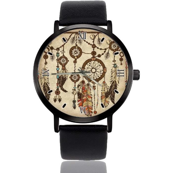 Montre Bracelet Ethnique Ultra Fine Pour Femme Avec Motif Attrape