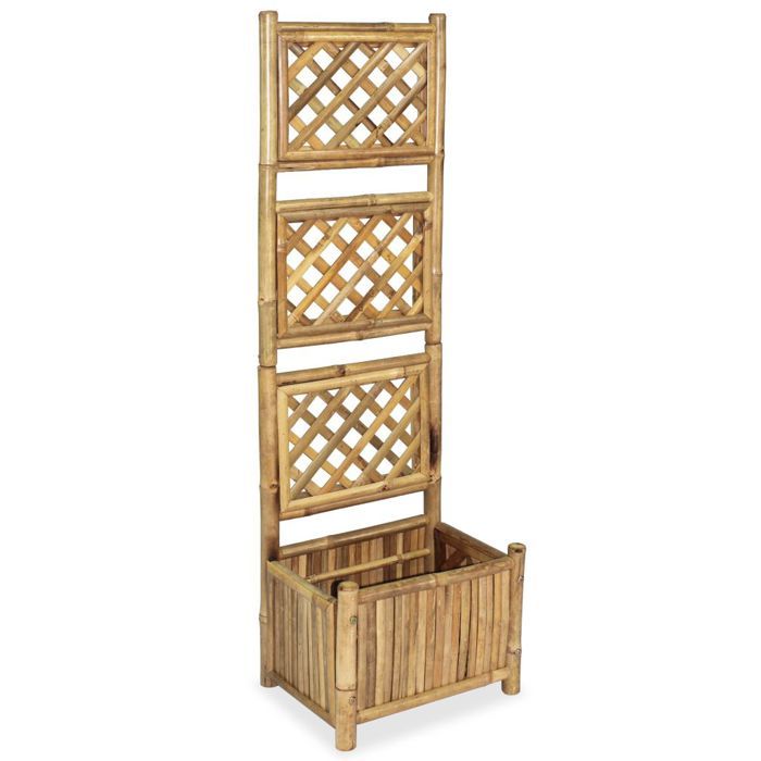 Jardinière lit surélevé plantes fleurs jardin avec treillis bambou 40 cm 02_0001165