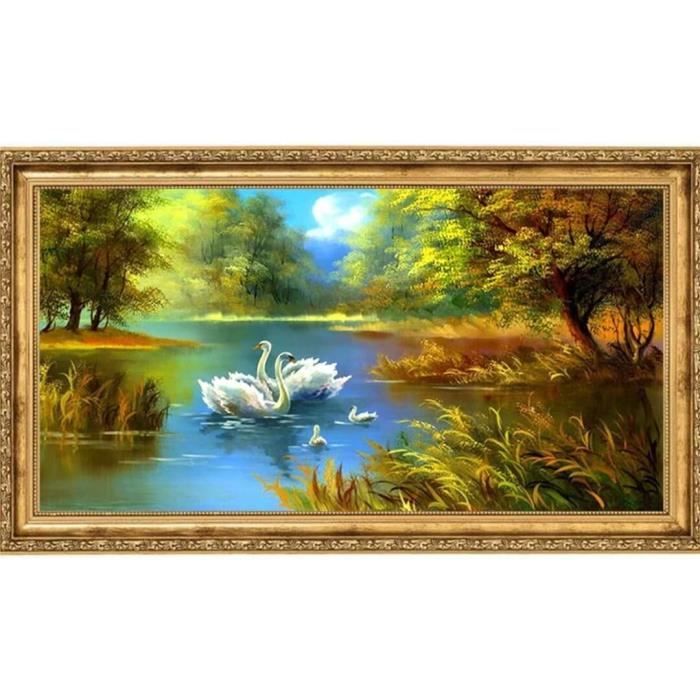 GDYEEH 5D Cygne Blanc Diamond Painting, DIY Cygne Broderie