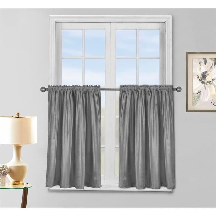 Lot De 2 Rideaux Brise-Bise 65x60cm Lin Opaque Style Bohème - Pour Cuisine Et Salon