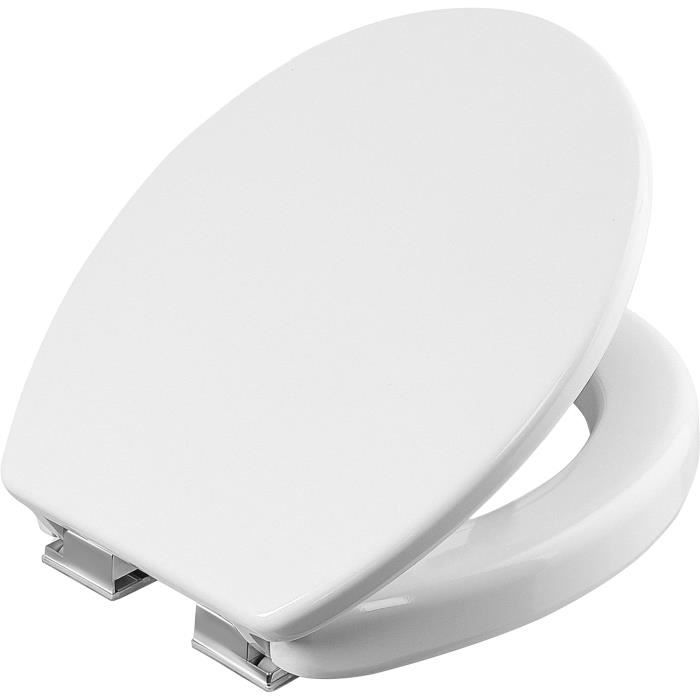 Abattant WC GRIFEMA Forme D - Fermeture Douce - Duroplast Antibactérien Brillant - Capacité 150kg - Dimensions 46.5x36cm - Installation Facile