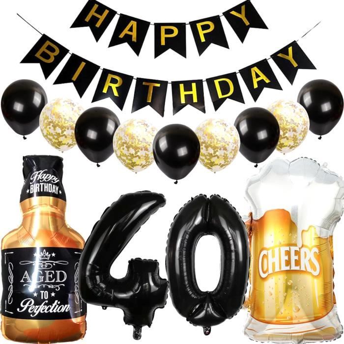 Mini Décoration De Gâteau Ballon Joyeux Anniversaire Décorations De Fête Guirlande D'arc Blanc Noir Or Confettis Pailles - France