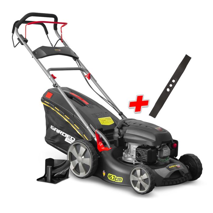 Tondeuse thermique autotract&eacute;e 144.3cc - 46cm livr&eacute;e avec 2 lames + mulching - Gardeo Pro 