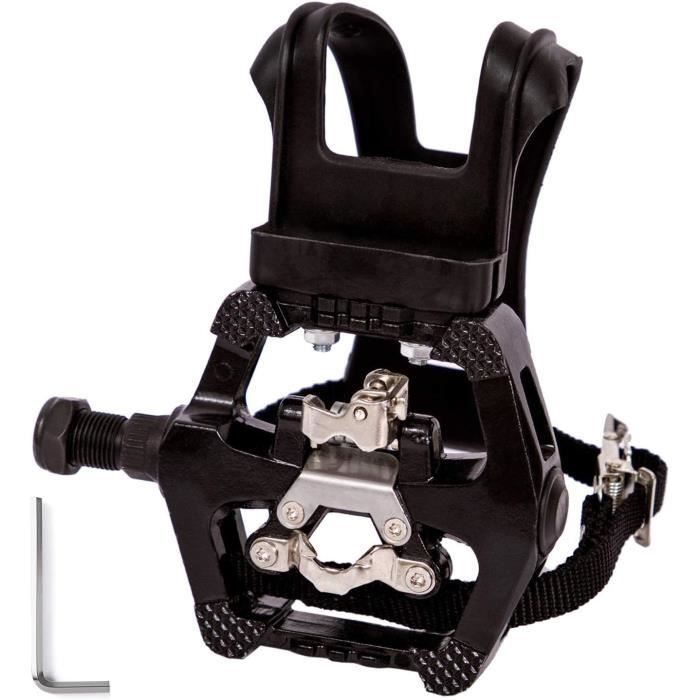 Paire De Pédales SPD Avec Cale-pieds Et Sangles – Essieu 9/16" – Pour VTT, Route, Spinning, Vélo D'appartement
