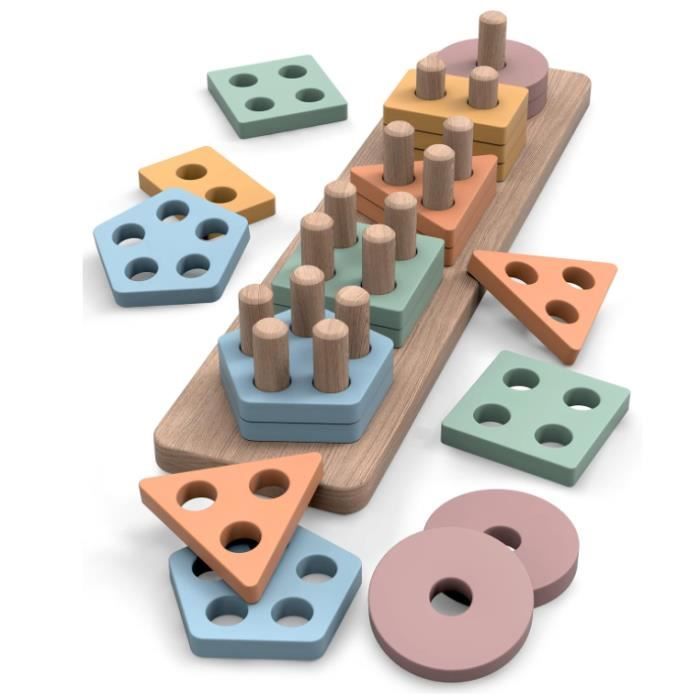 Jouet dactivité et de Développement Bebe 1 2 3 an Bois Puzzle Enfant 1 2 3 Ans Cadeaux danniversaire
