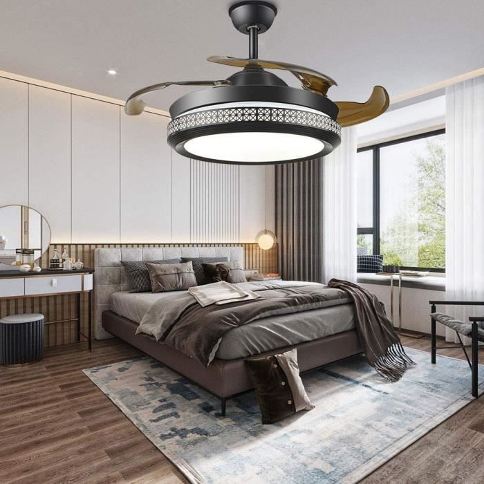 42 pouces plafonnier LED invisible WUPYI2018 Ventilateur de plafond avec éclairage et télécommande salle à manger plafonnier moderne pour chambre à coucher salon 