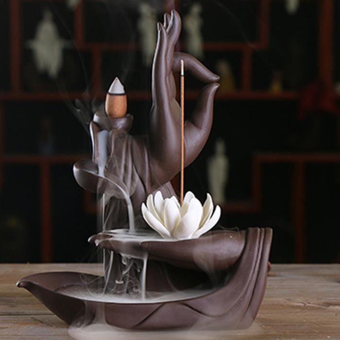Objet décoratif Ceramic Purple Sand Zen Buddha Hand Sandalwood Backflow  Incense Burner Decor XSL90502630B_kit5205 - Cdiscount Maison