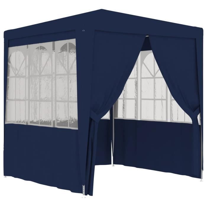 MEXP- Tente de réception Chapiteau de jardin Tonnelle avec parois latérales 2x2 m Bleu 90 g-m²❀5937
