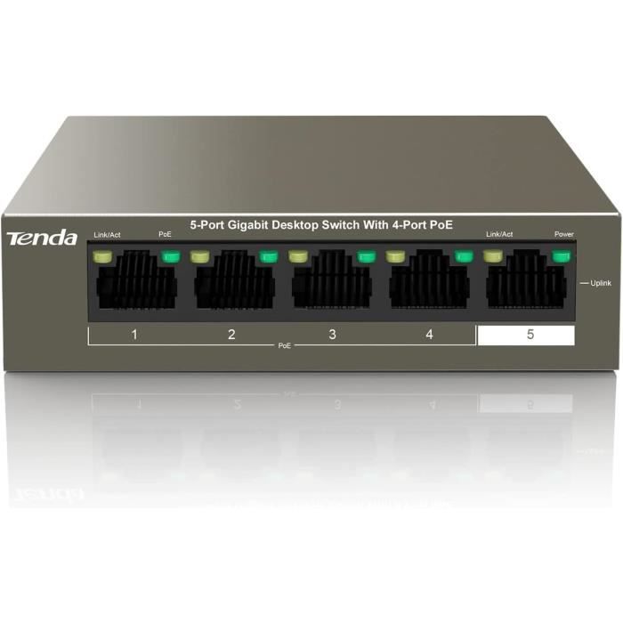 Tenda 5 Ports Gigabit PoE Switch sans AC Alimentation, PD Switch Tenda 5 Ports Gigabit PoE Switch sans AC Alimentation, PD Switch