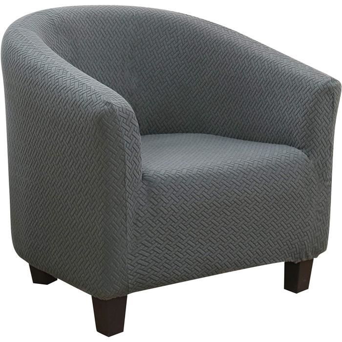 Housse De Fauteuil Chesterfield Meigeh 1 Place - Tissu Velours Extensible Gris Fumée - Pour Chaise Tullsta Ou Similaire