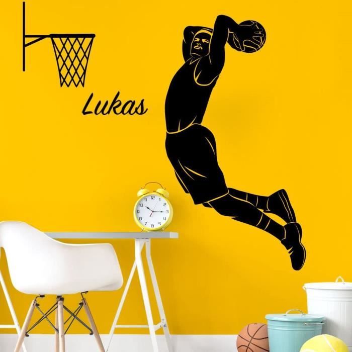 W1527 Sticker Mural Autocollant pour Chambre d'enfant Motif Joueur de  Basket-Ball + nom II, Verre, Gris foncé, (BxH) 55 x [940] - Cdiscount Maison