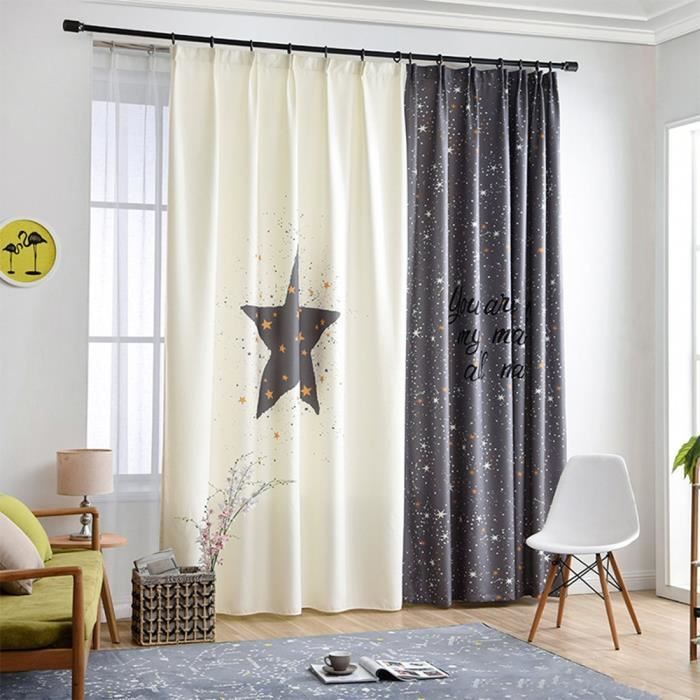 Gwell Rideau Occultant A Oeillets Rideaux Thermique De Fenetre De Chambre Filles Garcons Etoile Gris 1 Piece Achat Vente Rideau Soldes Cdiscount