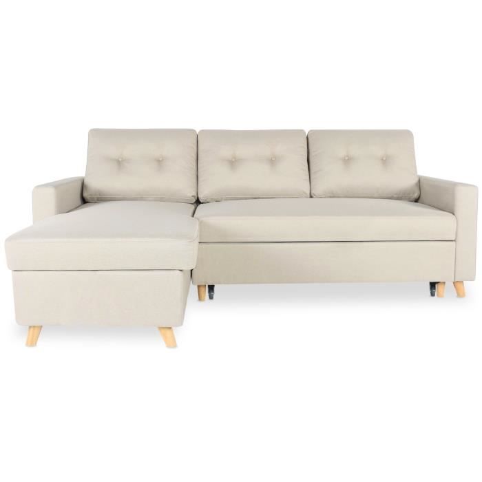 canape d angle convertible reversible falko tissu beige style scandinave achat vente canape sofa divan cdiscount