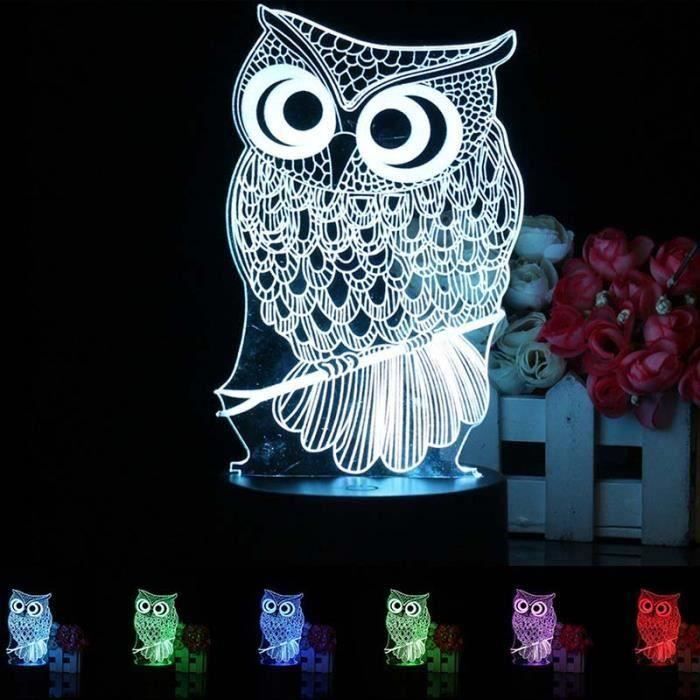 Hibou 3d Led Usb Veilleuse Lumiere 7 Couleurs Decoration Pour Chambre De Bebe Enfant Cadeau De Noel Fete Anniversaire Sh Cdiscount Puericulture Eveil Bebe