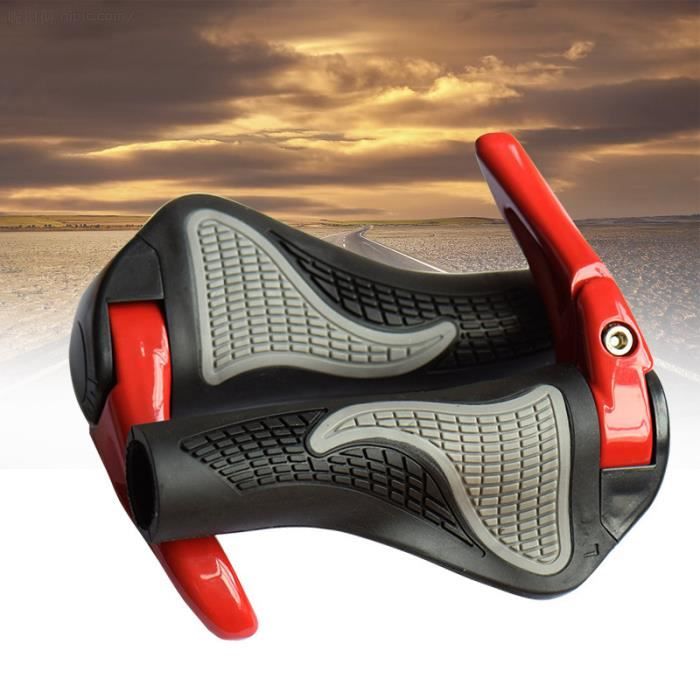 Poignées De Guidon Vélo Lock-On Ergonomiques Boloromo - Antidérapantes, Rouges/noires, Avec Bar-ends