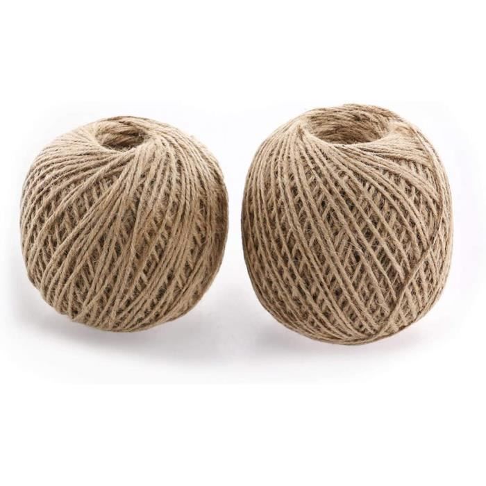 Ficelle Jute Naturelle 1mm 600m - 3 Rouleaux Pour Jardinage, Bricolage Et Décoration