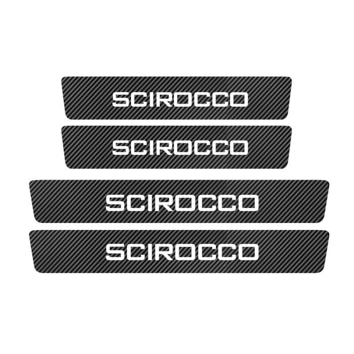 For SCIROCCO -Autocollant de Protection de seuil de porte de voiture en Fiber de carbone, 4 pièces, pour VW GTI Polo Golf Passat Mag