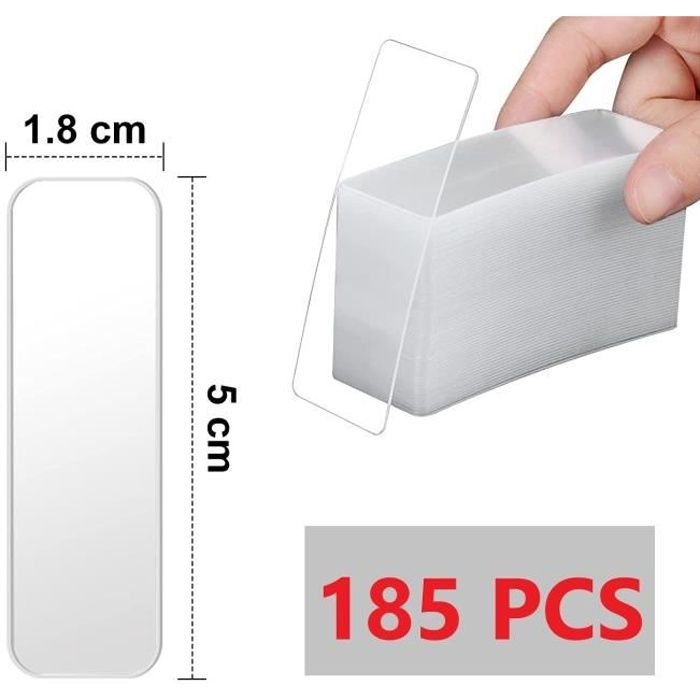 185 Pièces Ruban adhésif double face extra fort, Ruban adhésif multifonctionnel et réutilisable transparent lavable Nano Tape
