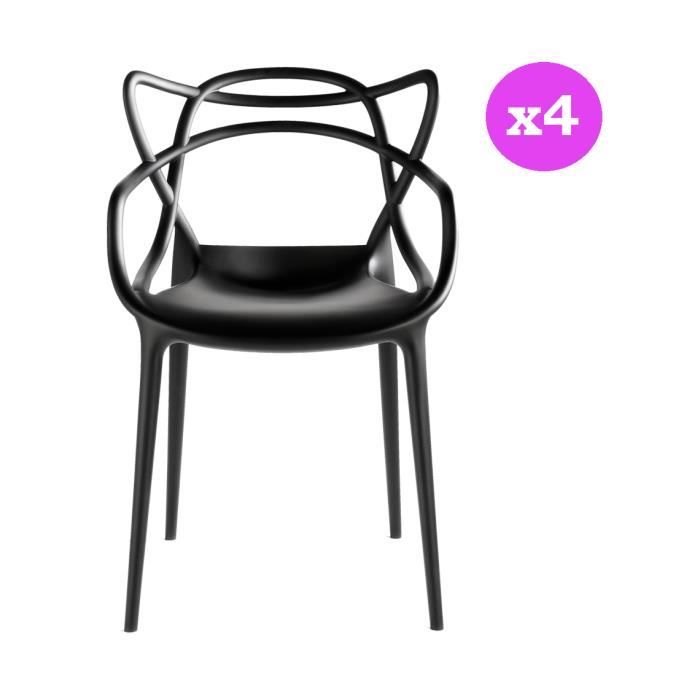 Lot De 4 Chaises Design Style Stark Noire Cdiscount Maison