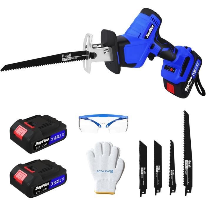 Sararoom Scie Sabre Sans Fil 21V 4000RPM Avec 8 Lames & 2 Batteries - Coupe Métal Bois PVC
