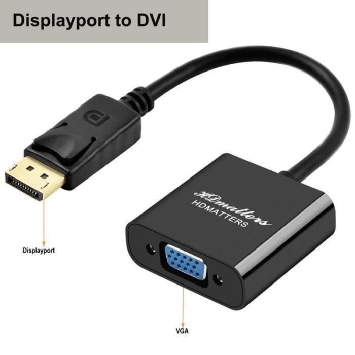Adaptateur DisplayPort Vers VGA HP - Connexion Vidéo | Compatible Moniteurs VGA