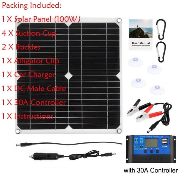 Kit Panneau Solaire Portable 10W 12V – Avec Contrôleur Et 2 Ports USB