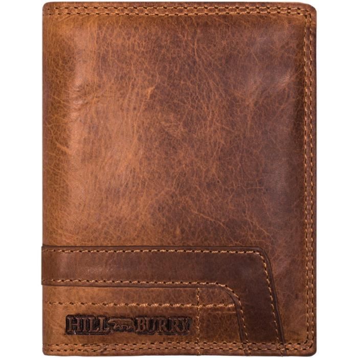 Portefeuille Femme En Cuir Véritable Hill Burry - Motif Floral, Protection RFID, Marron, Nombreux Compartiments