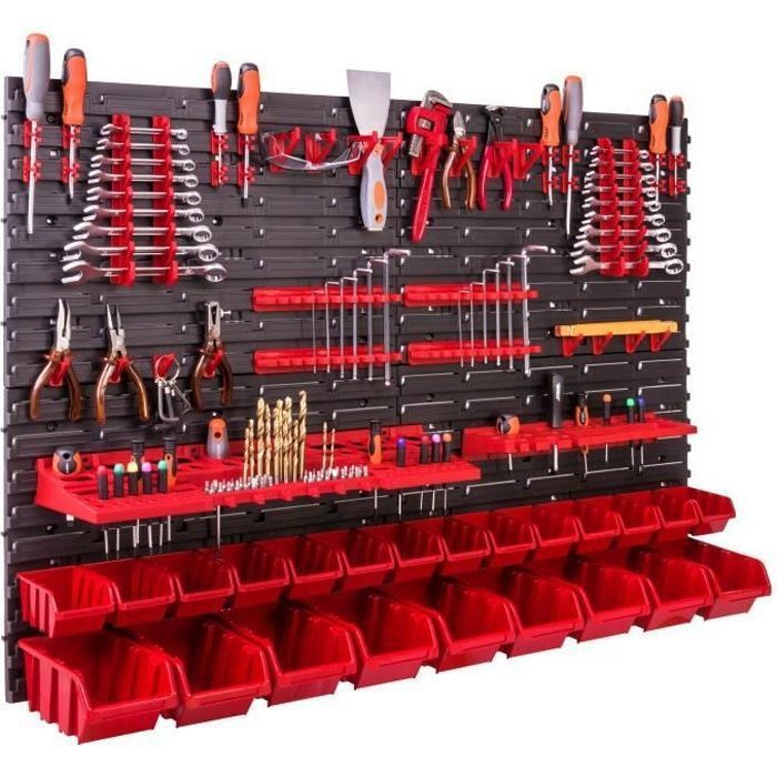 Étagère murale - BOTLE - 115x78 cm - Rouge - Modularité - Plastique durable