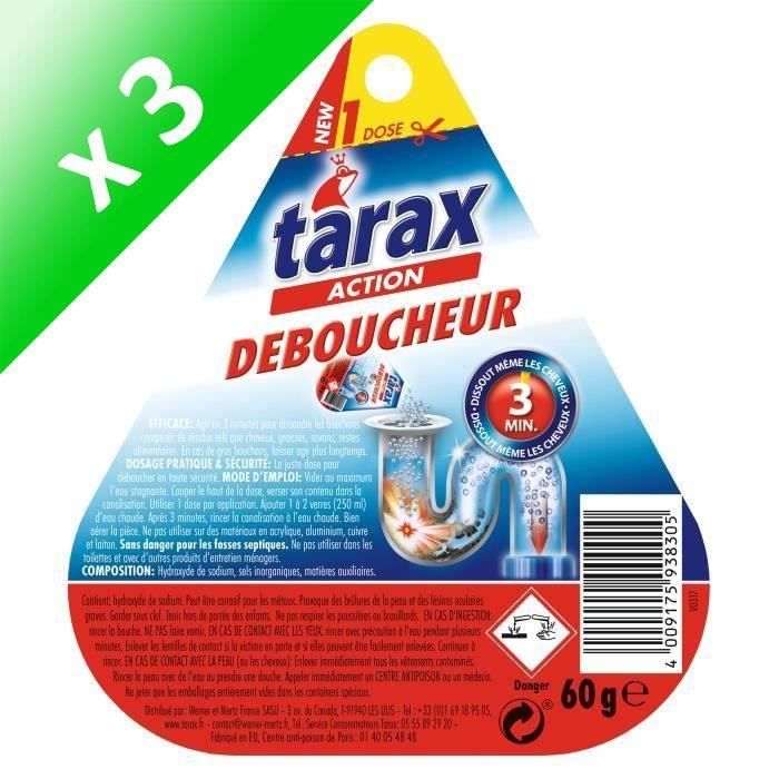 TARAX Déboucheur 3 min - 1 dose - 60 g (Lot de 3) - Cdiscount Au quotidien