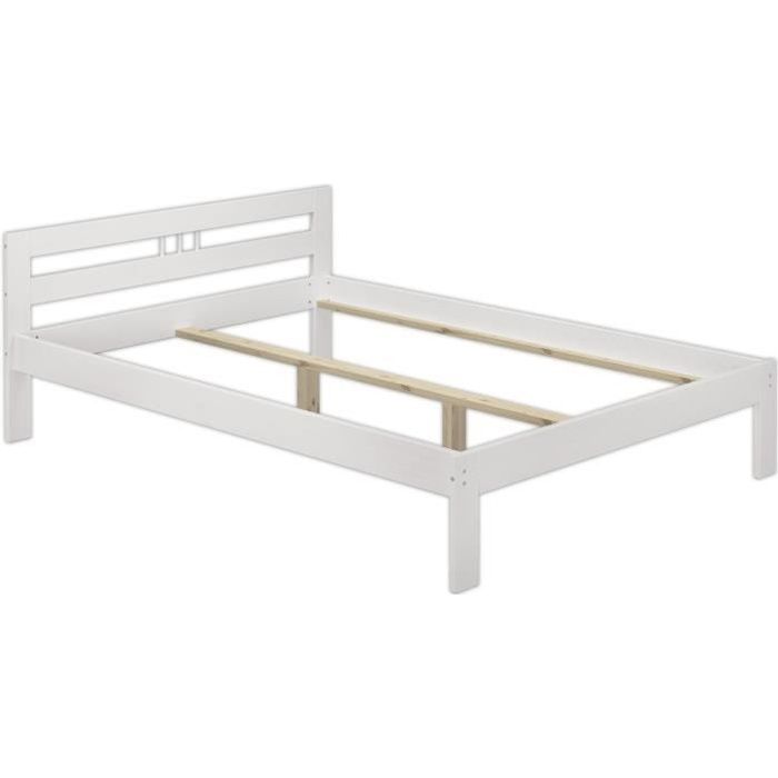 cadre de lit simple en pin massif blanc - erst-holz - 120x200 cm - bois naturel - contemporain