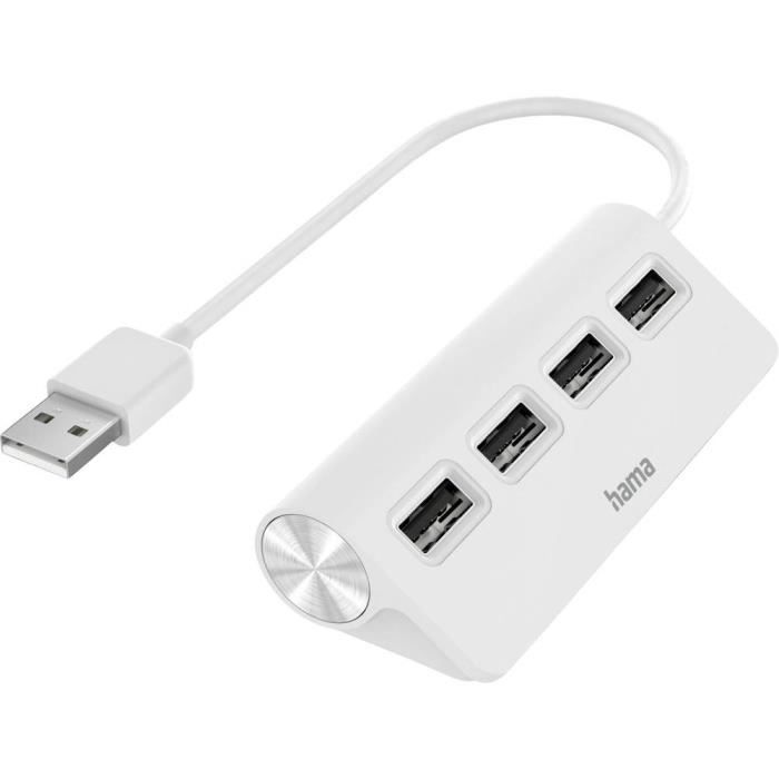 Hub USB 2.0 Hama 4 ports blanc