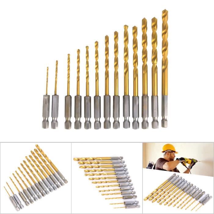 SAL Forets à Tige Hexagonale 5 Forets Courts à Tige Hexagonale Pour