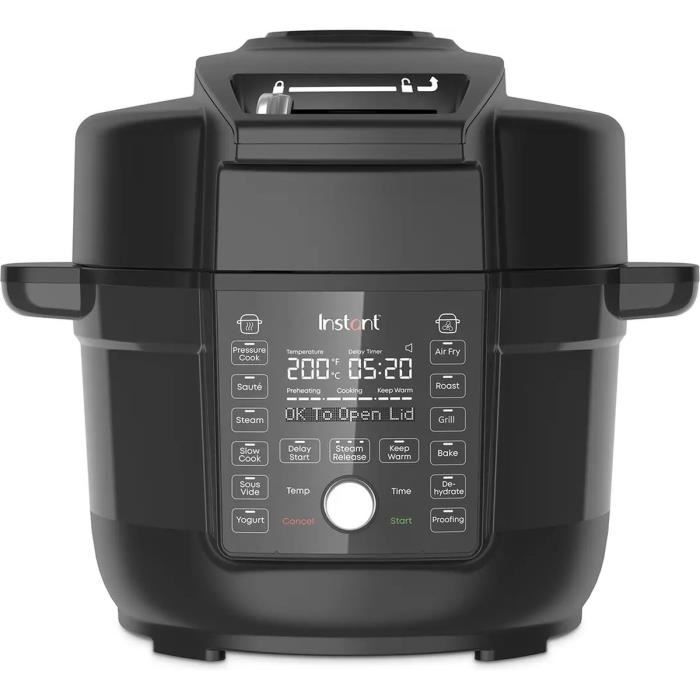 Instant Pot Multicuiseur Autocuiseur AirFryer Duo Crisp 1 Ultimate Lid 62 L -13 en 1 Ecran LCD acier inoxydable Super silencieux - Instant pot