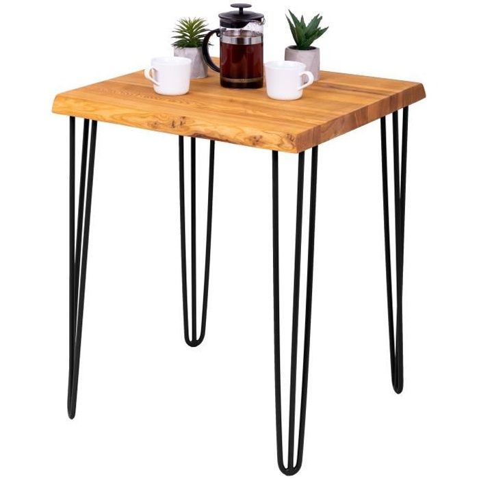 lamo manufaktur table de bar cuisine - table haute industrielle - table haute en bois - 60x60x76 cm - noir - creative - foncé