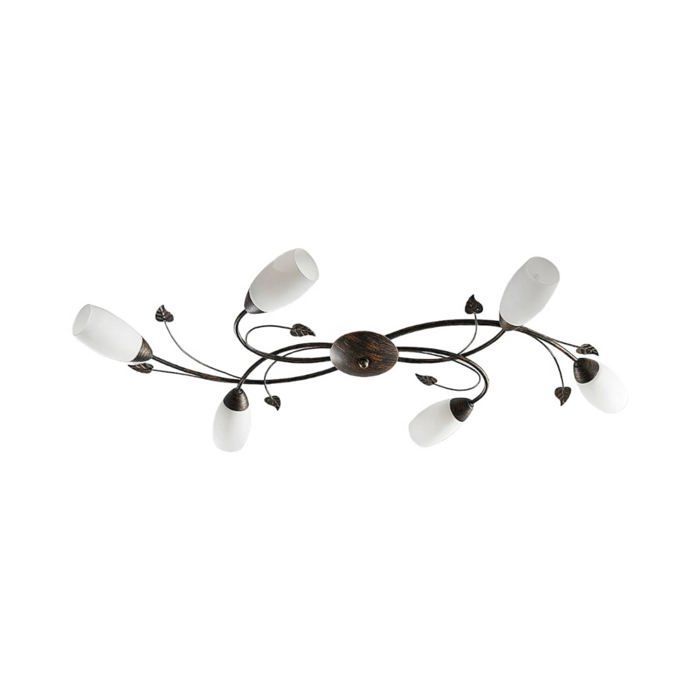 Plafonnier - Lindby - lampe de plafond - Verre - 114 x 68 x 12 cm - noir doré brossé blanc