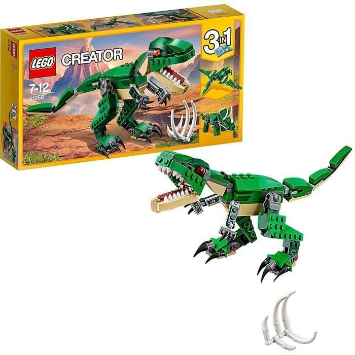 LEGO 31058 Creator 3-en-1 Le Dinosaure Feroce, Jouet de Construction, Figurines Dinosaures, T. Rex, Triceratops et Pterodacty