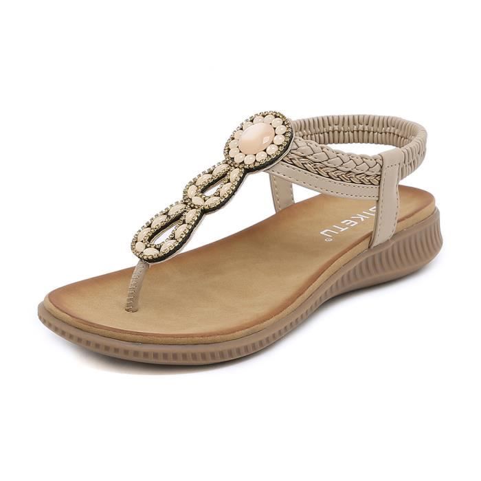 Sandales Femme Nu pieds Marque Mod le Beige Abricot Talon 2 3cm