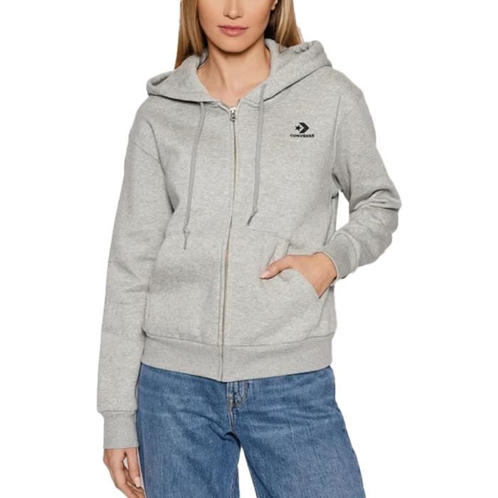 Sweat Capuche Gris Femme Converse Star Chevron Grey Cdiscount