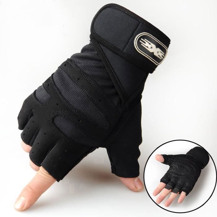 Gants Moto Demi-doigts Respirable été Gants de Poignet Antidérapants VTT Vélo Trotinette Enduro Scooter NOIR TD67061