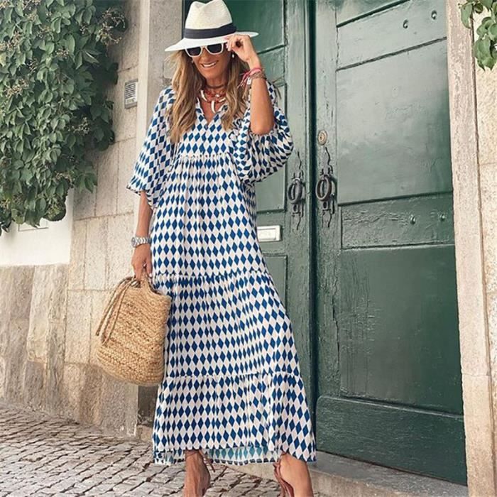 Robe Col En V Tendance Manches Lanterne