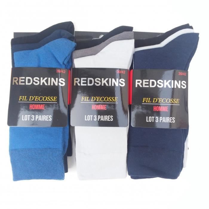 Lot De 9 Paires Chaussettes REDSKINS Fil d Ecosse 5 Couleurs 100 Cotton Pointures 39 42 ou 43 46 au choix. Multicolore Cdiscount Pret a Porter