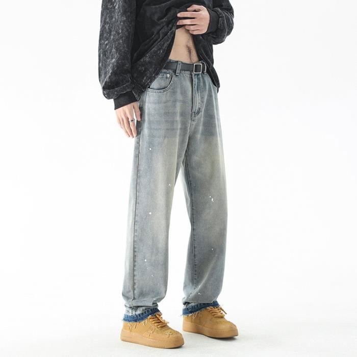Jean homme Vintage Bleu clair Coupe Droite Loose Fit Sans Stretch Bleu clair Cdiscount Pret a Porter